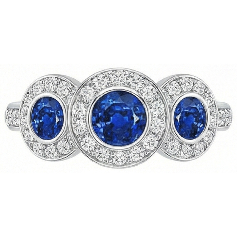 natural round sapphire 4.50ct ring side angle