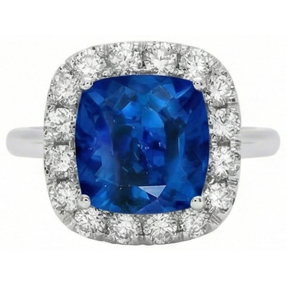 Sri Lanka Sapphire Natural Earth Mined Diamond ( Not Lab Grown )s Prong Set 3.80 Ct Wedding Ring White Gold