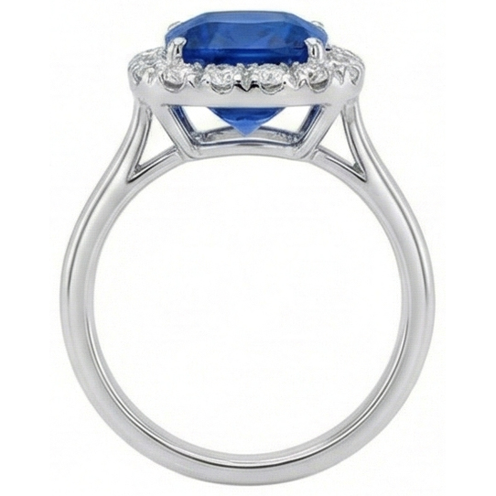 Sri Lanka Sapphire Natural Earth Mined Diamond ( Not Lab Grown )s Prong Set 3.80 Ct Wedding Ring White Gold
