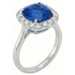 Sri Lanka Sapphire Natural Earth Mined Diamond ( Not Lab Grown )s Prong Set 3.80 Ct Wedding Ring White Gold