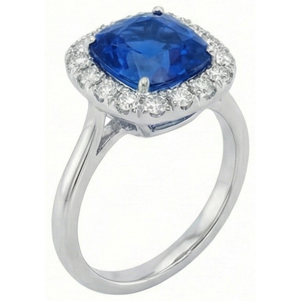 Sri Lanka Sapphire Natural Earth Mined Diamond ( Not Lab Grown )s Prong Set 3.80 Ct Wedding Ring White Gold