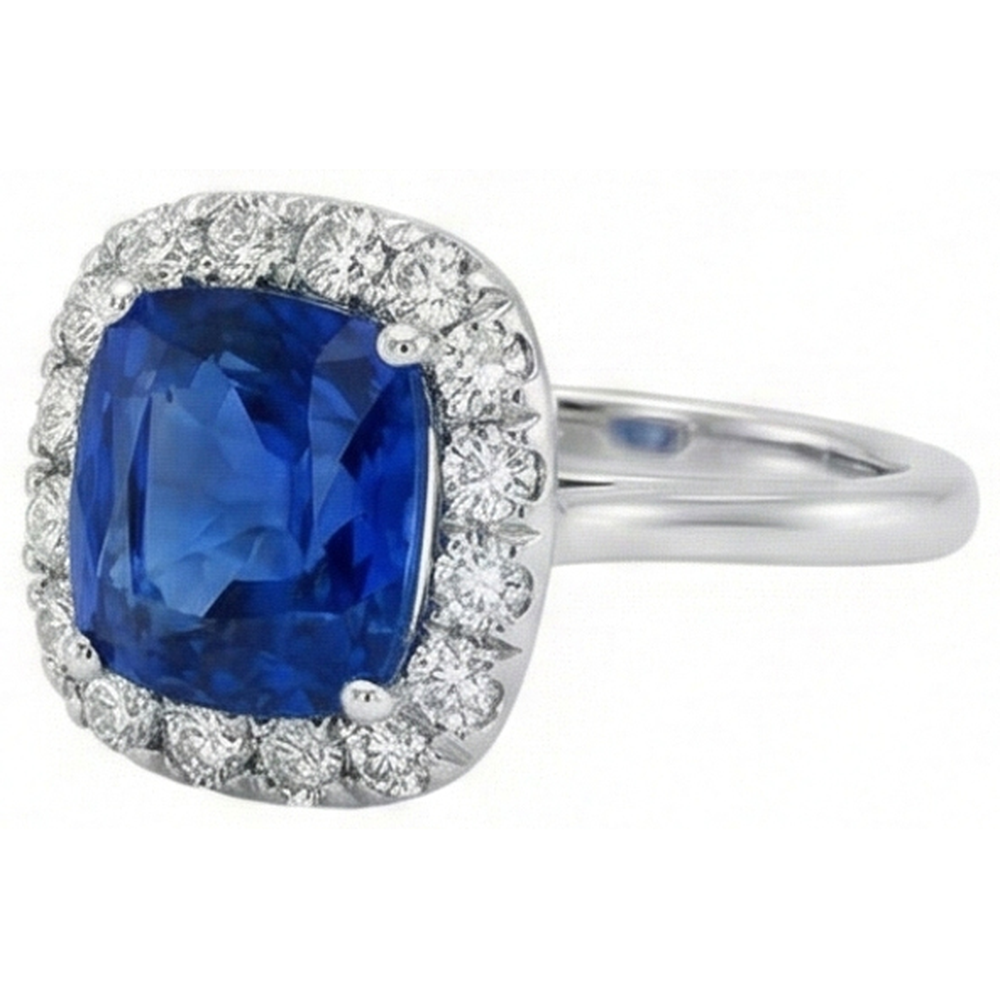 Sri Lanka Sapphire Natural Earth Mined Diamond ( Not Lab Grown )s Prong Set 3.80 Ct Wedding Ring White Gold