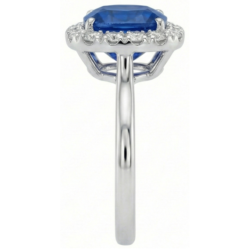 Sri Lanka Sapphire Natural Earth Mined Diamond ( Not Lab Grown )s Prong Set 3.80 Ct Wedding Ring White Gold
