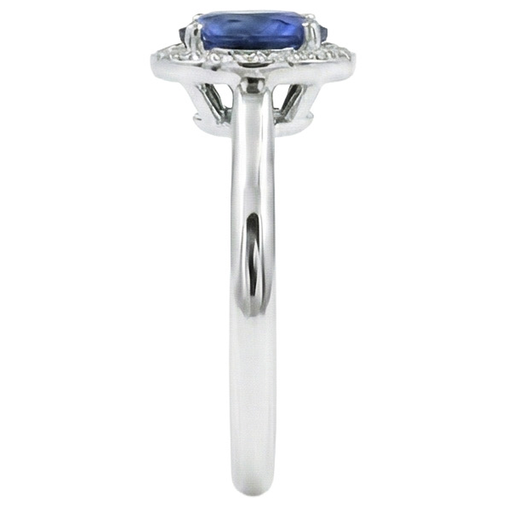 Sri Lanka Sapphire Oval And Round Natural Earth Mined Diamond ( Not Lab Grown )  Ring Gold 14K 2.90 Ct.