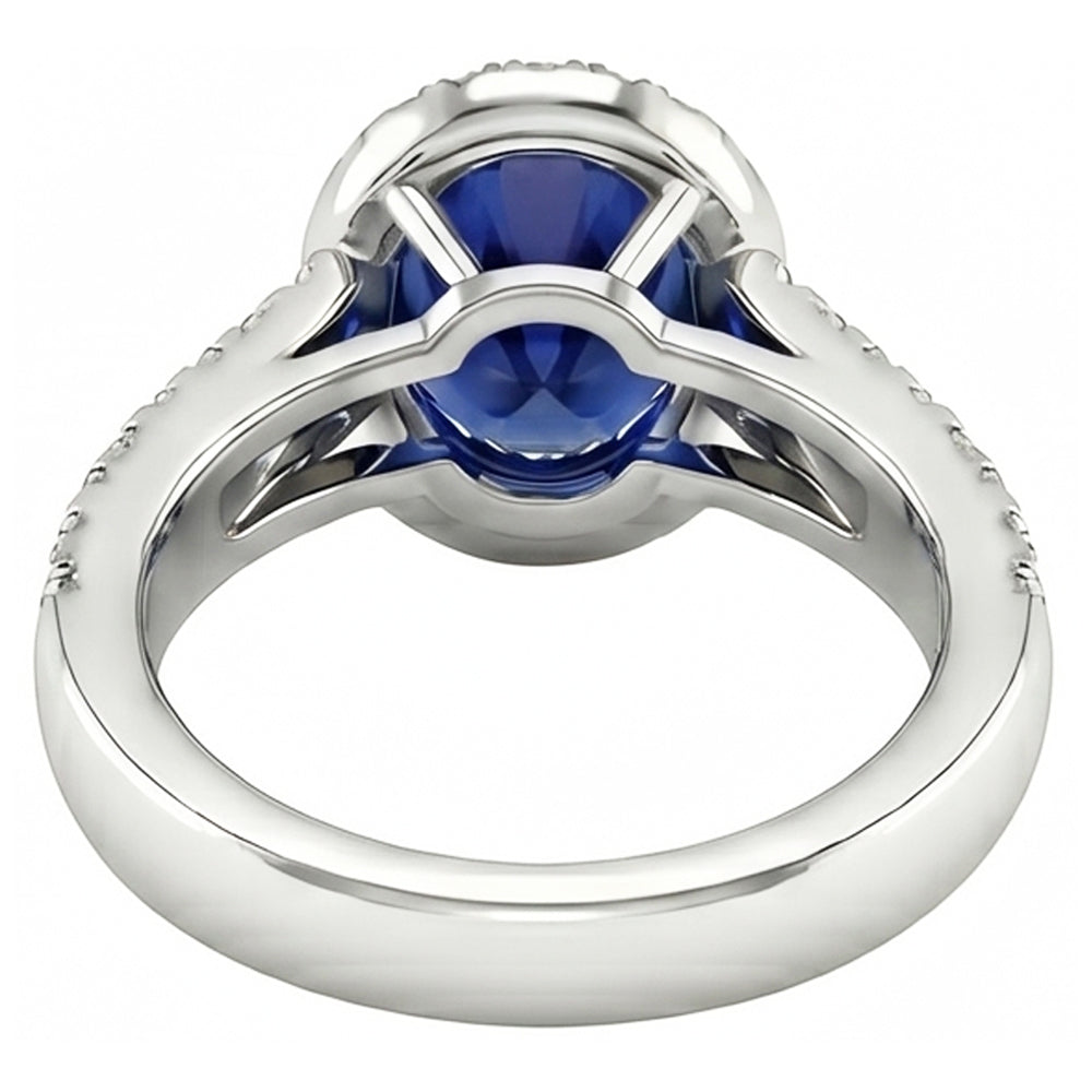 Sri Lanka Sapphire Oval And Round Natural Earth Mined Diamond ( Not Lab Grown ) s 7.01 Ct Ring Diamonds