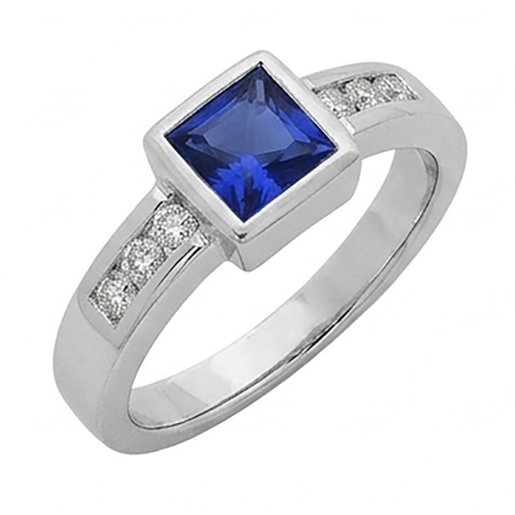 Sri Lanka Sapphire Princess And Natural Earth Mined Diamond ( Not Lab Grown ) s Men's Ring