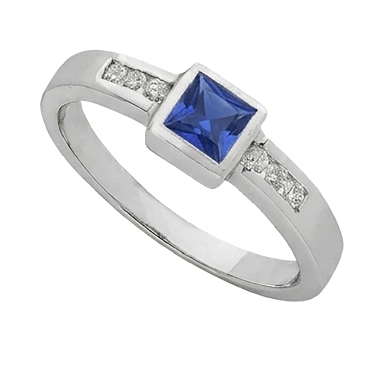 Sri Lanka Sapphire Princess And Natural Earth Mined Diamond ( Not Lab Grown ) s Men's Ring