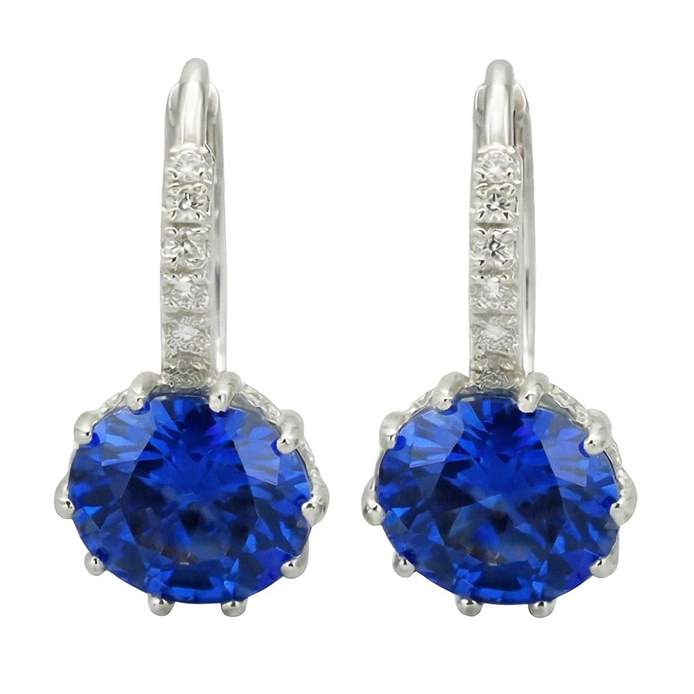 natural round sapphire 6.40ct earring side angle