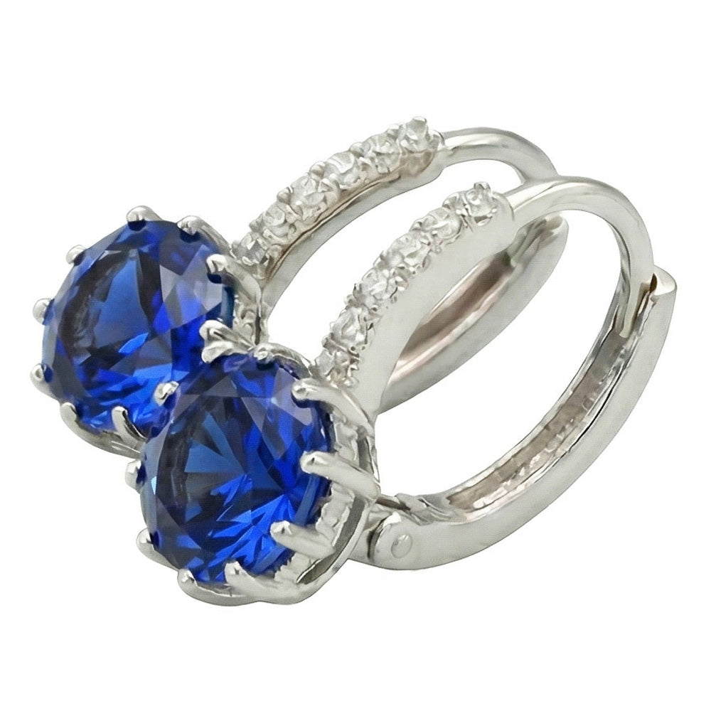 natural round sapphire 6.40ct earring close up detail