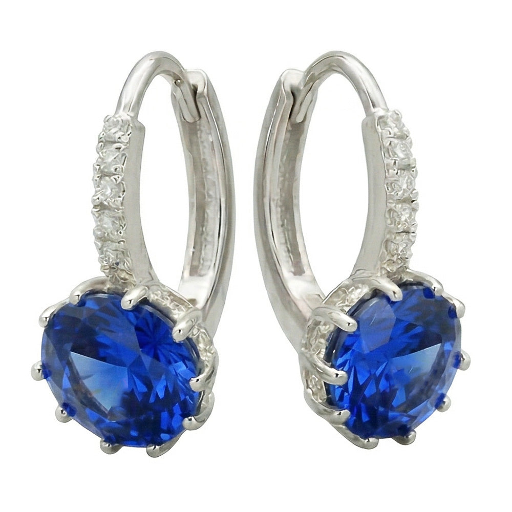 natural round sapphire 6.40ct earring top view