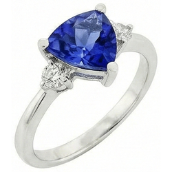 Sri Lanka Sapphire Trillion And Round Natural Earth Mined Diamond ( Not Lab Grown )s 5 Ct Wedding Ring
