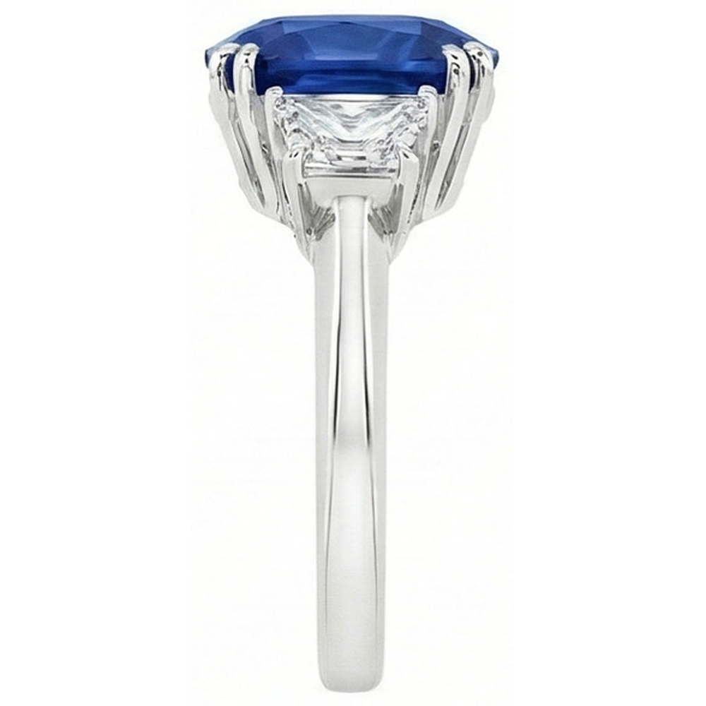 Sri Lankan Blue Sapphire Asscher Natural Earth Mined Diamond ( Not Lab Grown )  Ring 2 Ct. WG 14K