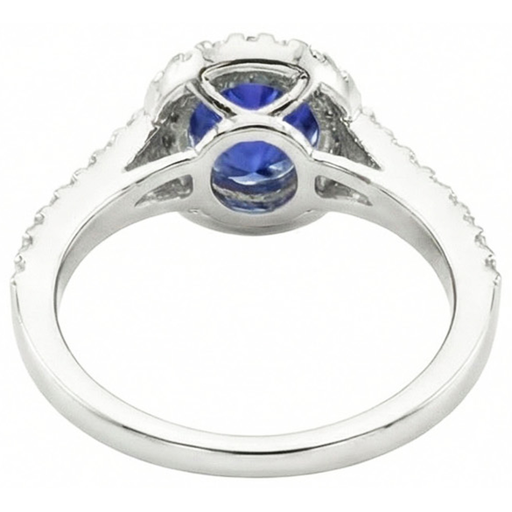 natural round sapphire 2.50ct ring profile view