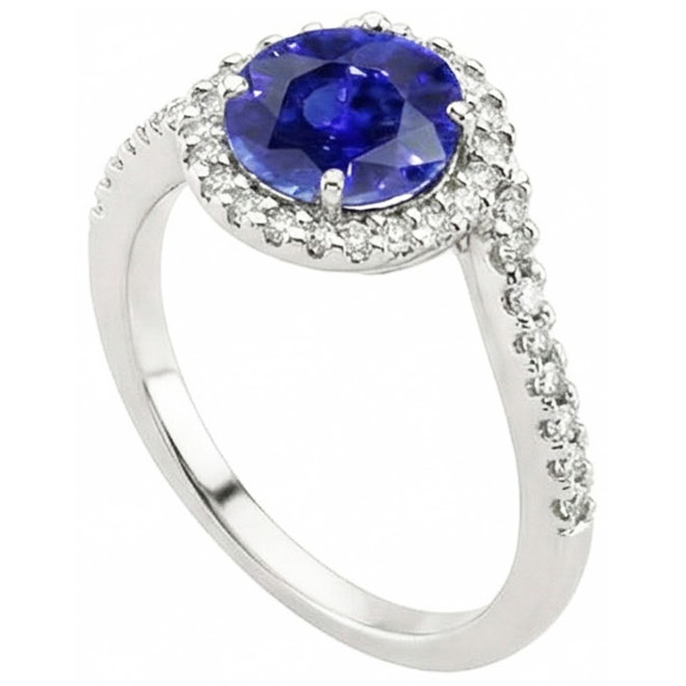 natural round sapphire 2.50ct ring front view