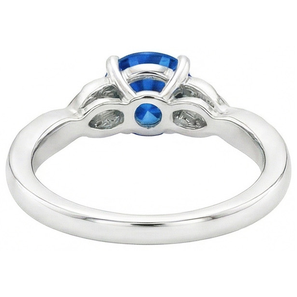 Sri Lankan Sapphire And Natural Earth Mined Diamond ( Not Lab Grown ) s 2.90 Carats Ring White Gold 14K