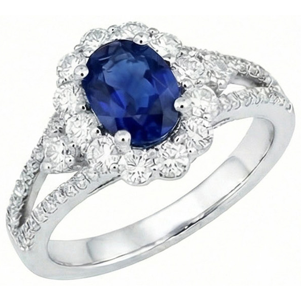 natural round sapphire 2.05ct ring front view