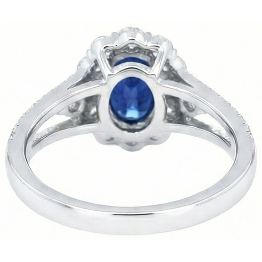 natural round sapphire 2.05ct ring profile view