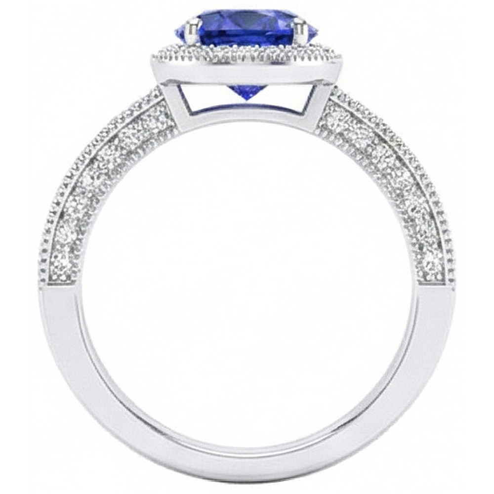 Sri Lankan Sapphire Natural Earth Mined Diamond ( Not Lab Grown )  Ring White Gold 3.05 Carats Vintage Style
