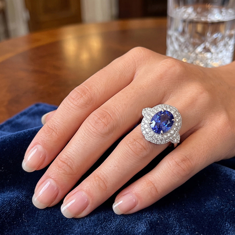 Sri Lankan Sapphire Natural Earth Mined Diamond ( Not Lab Grown )s 6 Carats Wedding Anniversary Ring