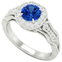 Sri Lankan Sapphire Natural Earth Mined Diamond ( Not Lab Grown )s 2 Ct Anniversary Ring White Gold 14K New