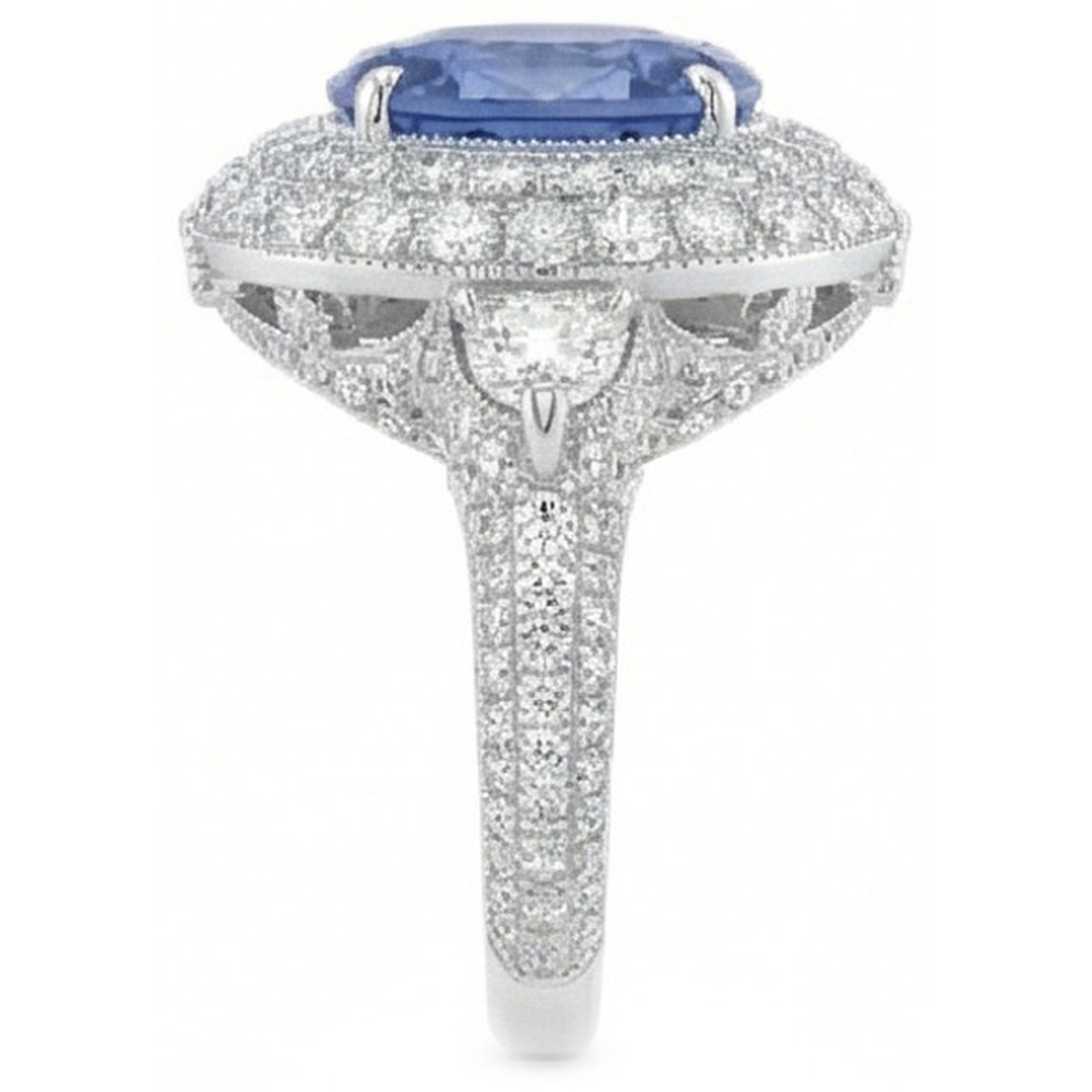 Sri Lankan Sapphire Natural Earth Mined Diamond ( Not Lab Grown )s 6 Carats Wedding Anniversary Ring