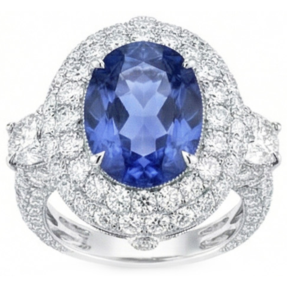 Sri Lankan Sapphire Natural Earth Mined Diamond ( Not Lab Grown )s 6 Carats Wedding Anniversary Ring