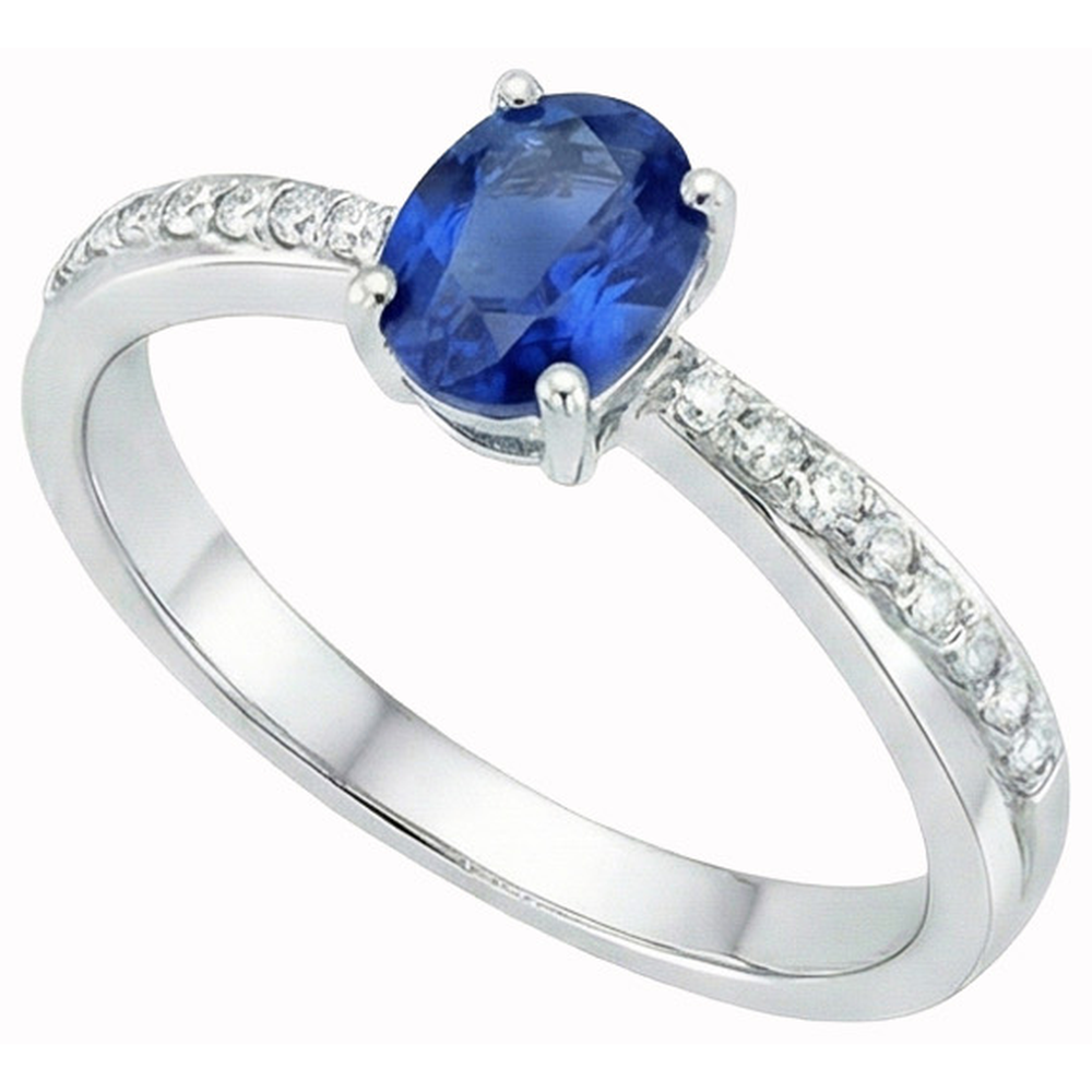 Sri Lankan Sapphire Oval Cut With Round Natural Earth Mined Diamond ( Not Lab Grown ) s Ring 2.30 Ct