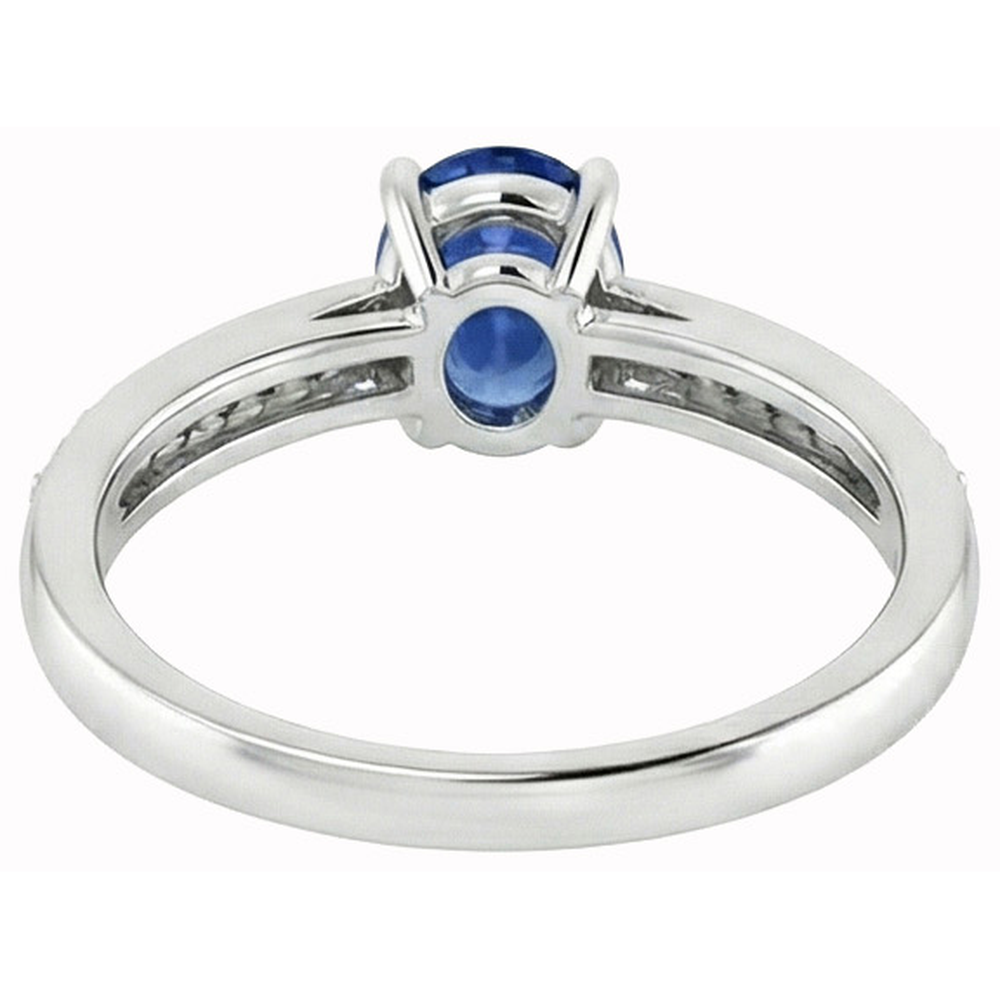 Sri Lankan Sapphire Oval Cut With Round Natural Earth Mined Diamond ( Not Lab Grown ) s Ring 2.30 Ct