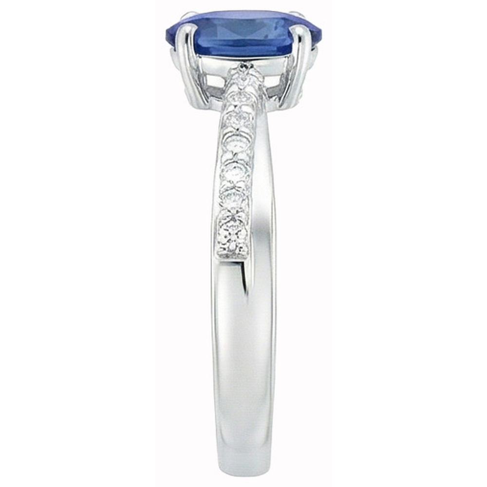 Sri Lankan Sapphire Oval Cut With Round Natural Earth Mined Diamond ( Not Lab Grown ) s Ring 2.30 Ct