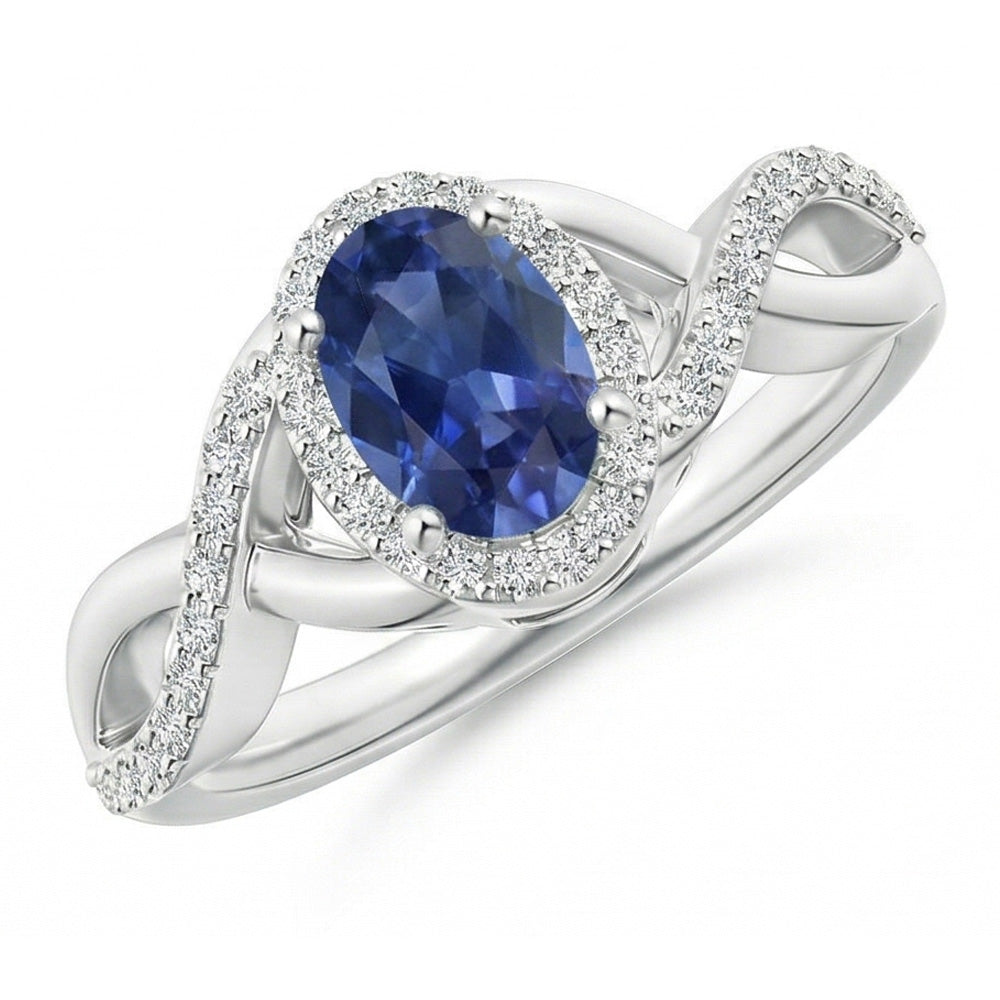 Sri Lankan Sapphire Ring White Gold Round Natural Earth Mined Diamond ( Not Lab Grown )  Jewelry 1.85 Carats