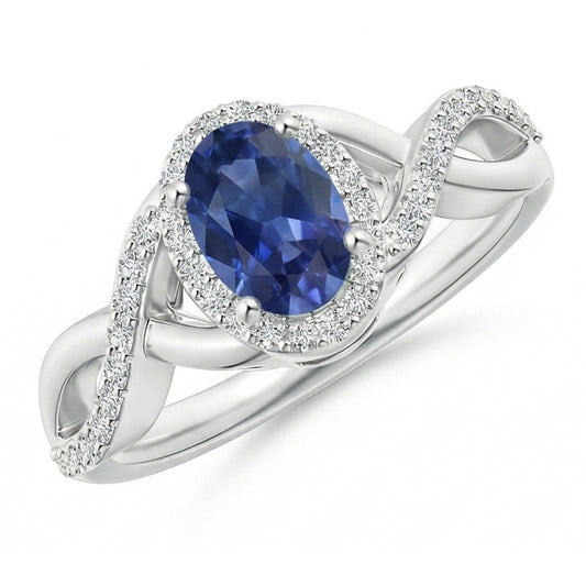 Sri Lankan Sapphire Ring White Gold Round Natural Earth Mined Diamond ( Not Lab Grown )  Jewelry 1.85 Carats