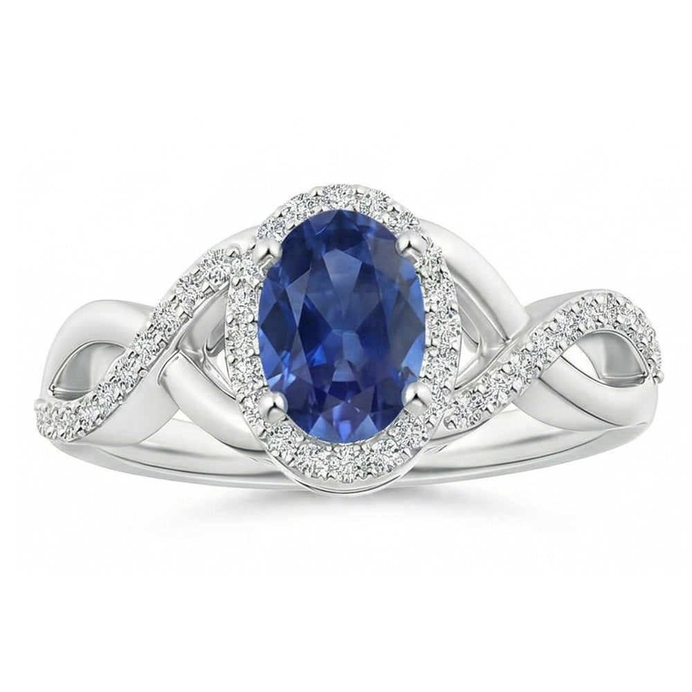 Sri Lankan Sapphire Ring White Gold Round Natural Earth Mined Diamond ( Not Lab Grown )  Jewelry 1.85 Carats