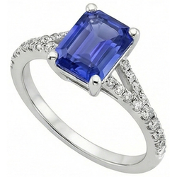 Natural Sapphire Ring 4ct - White Gold 14K