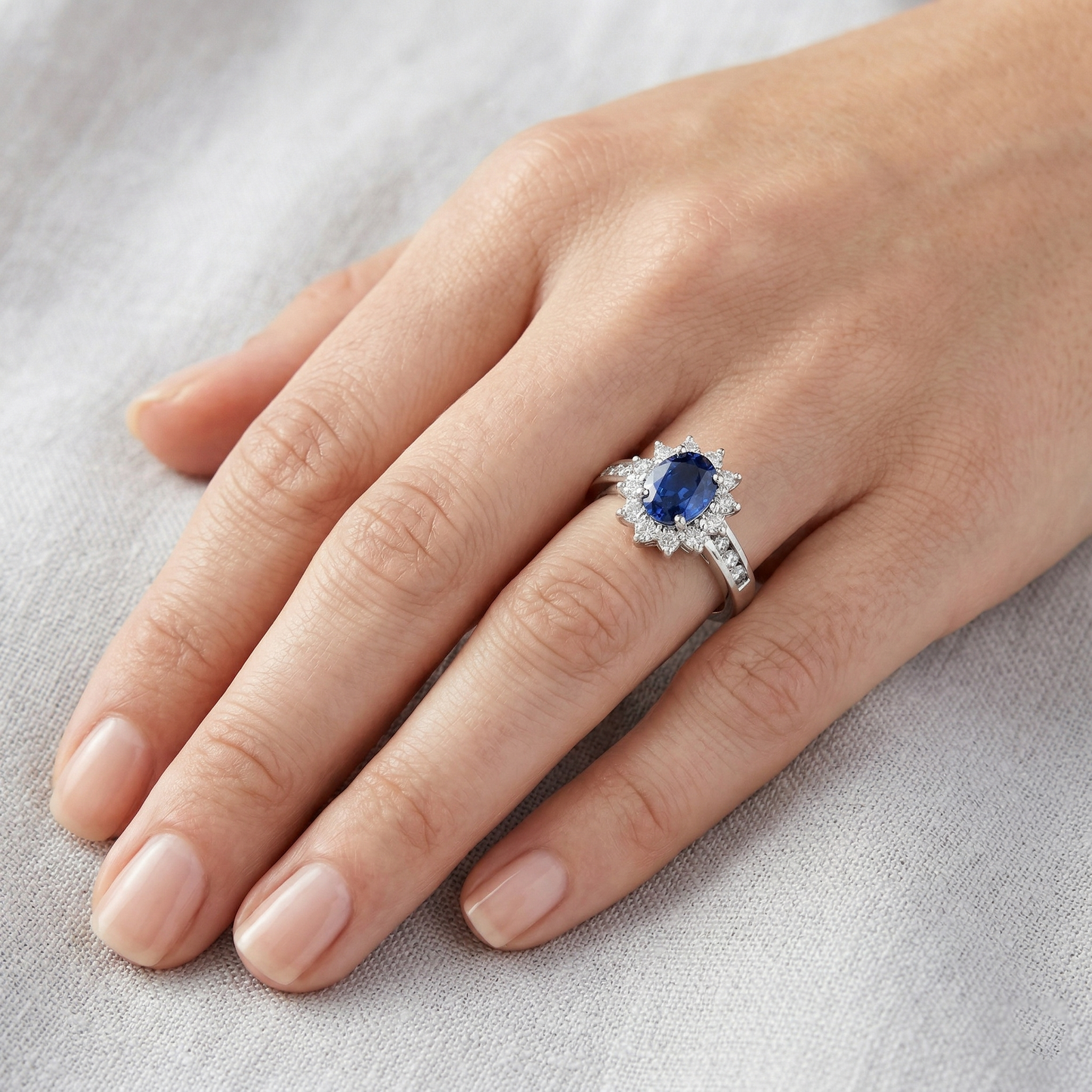Sri Lanka Sapphire And Natural Earth Mined Diamond ( Not Lab Grown ) s Round Cut Ring 3.80 Ct White Gold