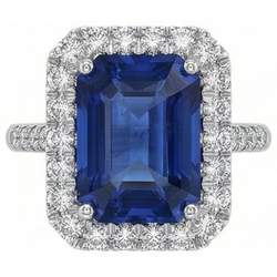 Sri Lanka Sapphire Natural Earth Mined Diamond ( Not Lab Grown )s 4.30 Carats Wedding Ring 14K Gold White
