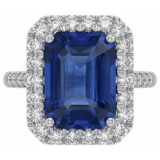 Sri Lanka Sapphire Natural Earth Mined Diamond ( Not Lab Grown )s 4.30 Carats Wedding Ring 14K Gold White