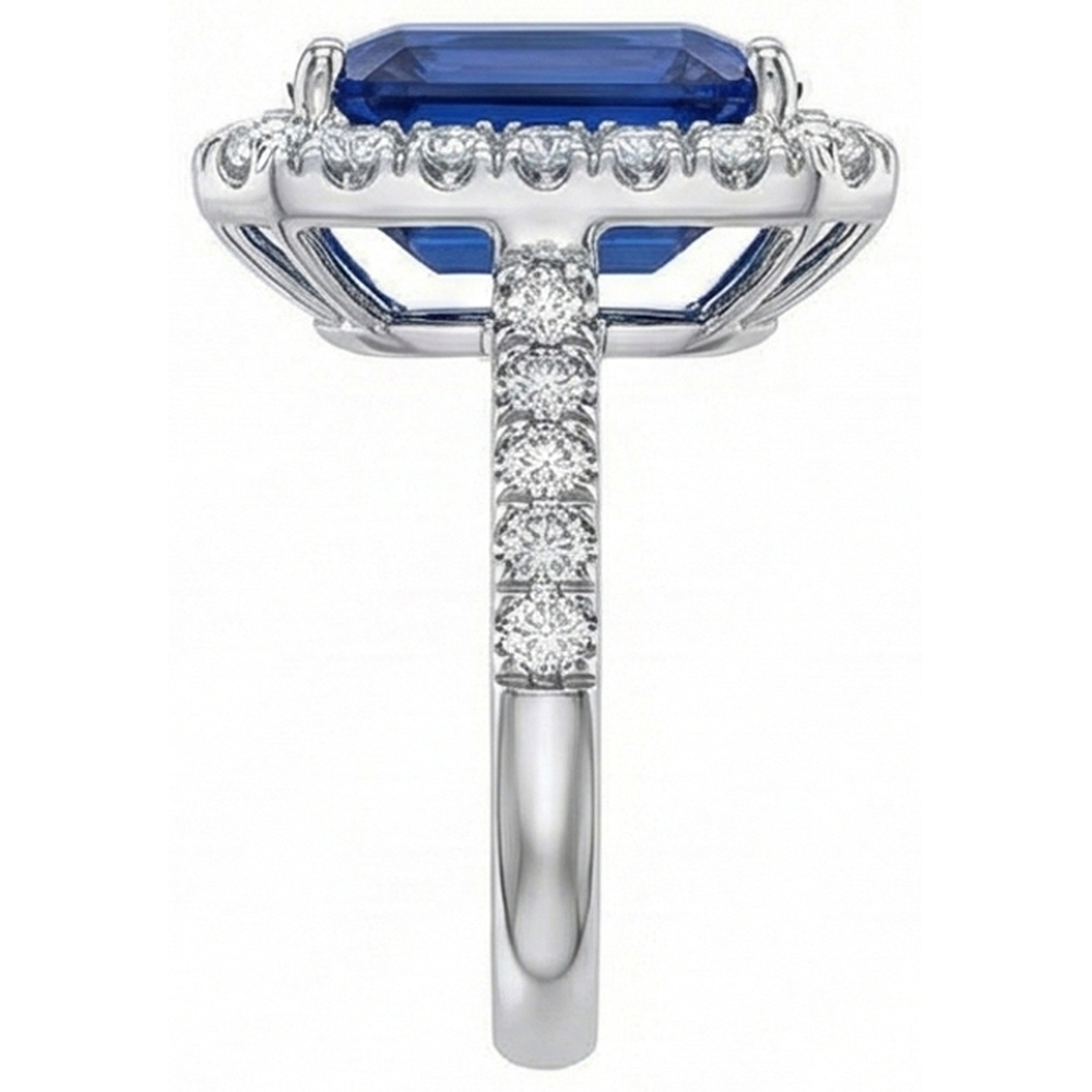 Sri Lanka Sapphire Natural Earth Mined Diamond ( Not Lab Grown )s 4.30 Carats Wedding Ring 14K Gold White