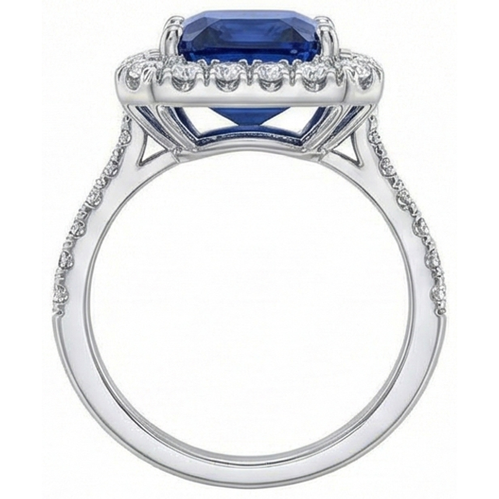 Sri Lanka Sapphire Natural Earth Mined Diamond ( Not Lab Grown )s 4.30 Carats Wedding Ring 14K Gold White
