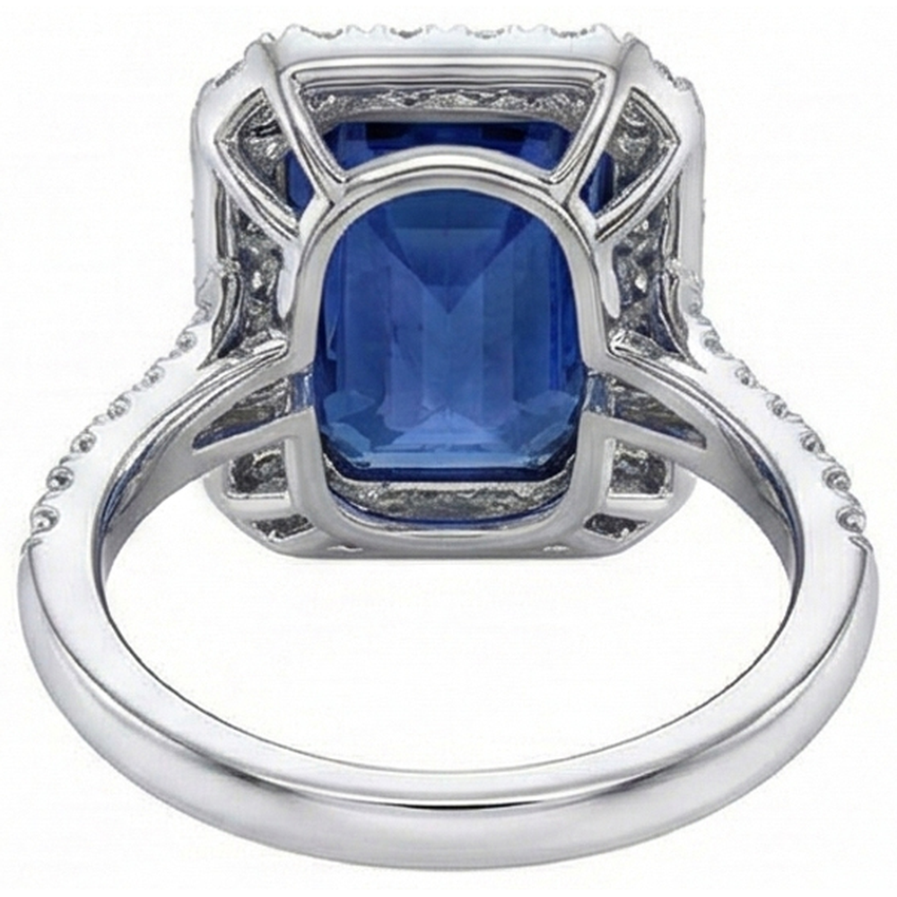 Sri Lanka Sapphire Natural Earth Mined Diamond ( Not Lab Grown )s 4.30 Carats Wedding Ring 14K Gold White