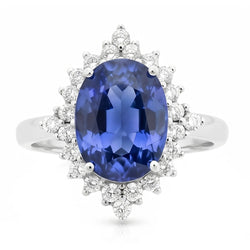 Sri Lanka Sapphire Oval Natural Earth Mined Diamond ( Not Lab Grown )  Ring 8.50 Carats Gemstone Jewelry