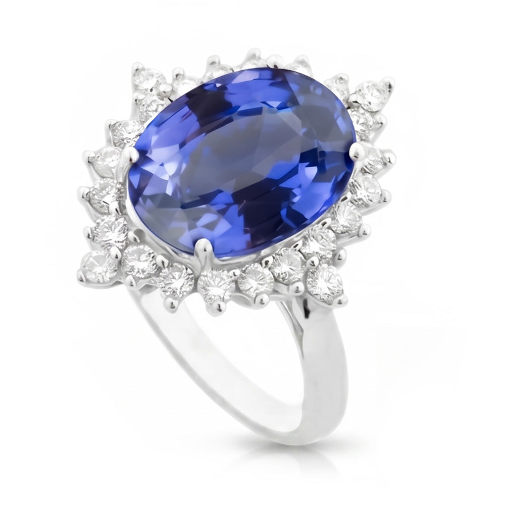 Sri Lanka Sapphire Oval Natural Earth Mined Diamond ( Not Lab Grown )  Ring 8.50 Carats Gemstone Jewelry