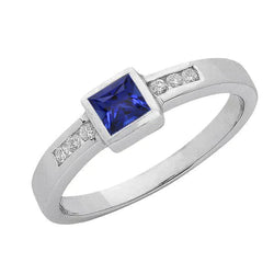 Sri Lanka Sapphire Princess And Natural Earth Mined Diamonds Men's Ring