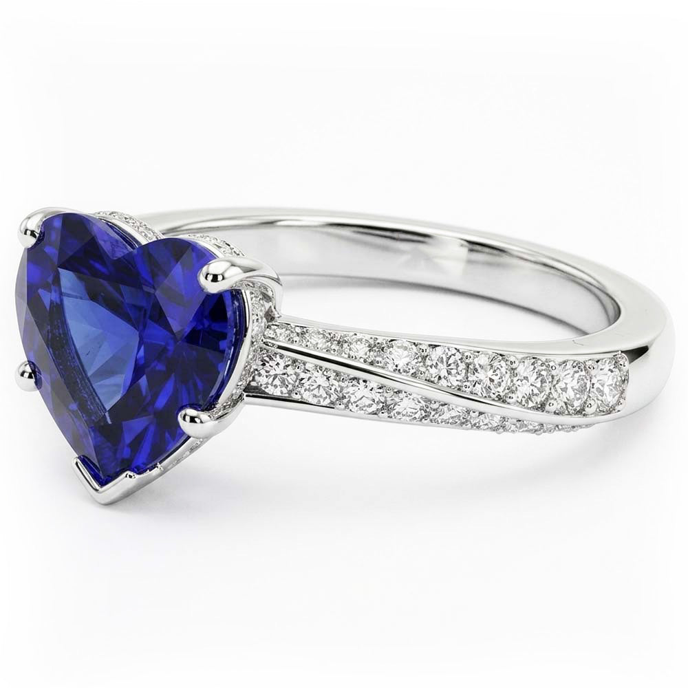 Srilanka Sapphire Gemstone Ring Heart Cut 2.50 Carats Natural Earth Mined Diamond ( Not Lab Grown ) Jewelry