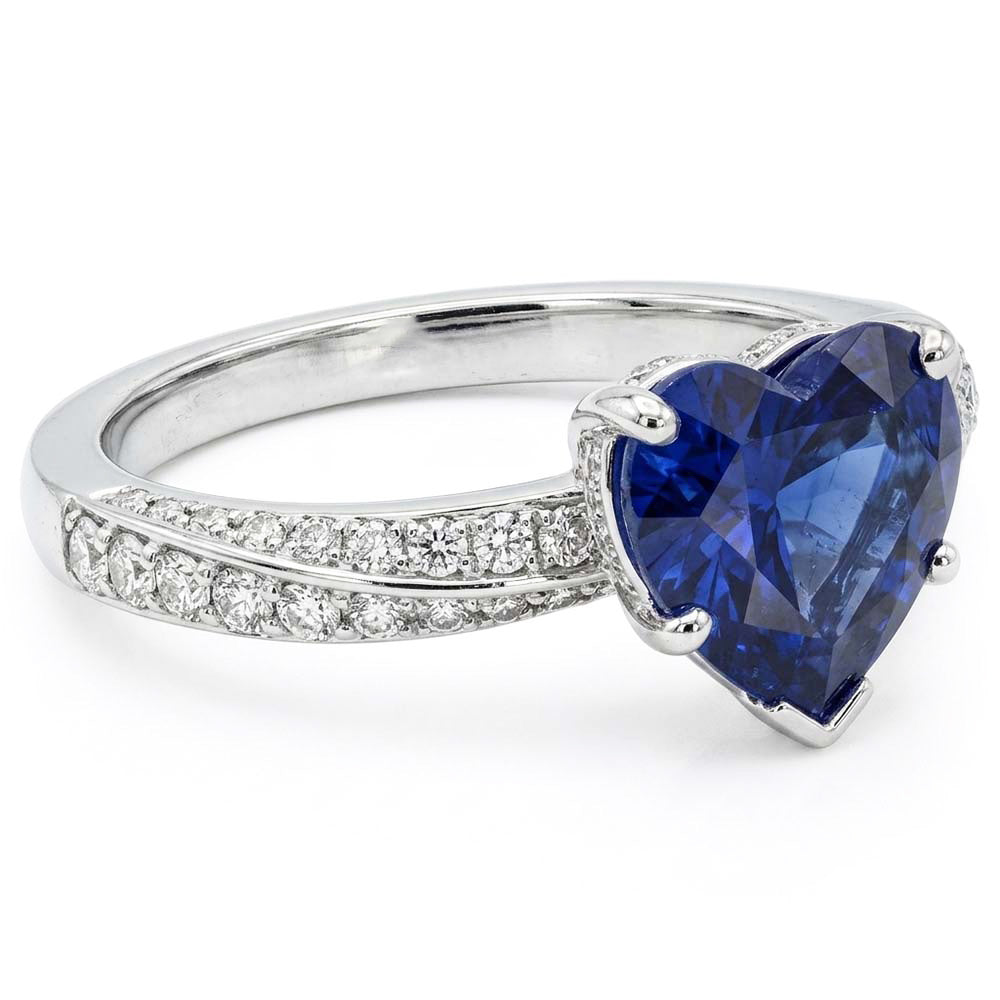 Srilanka Sapphire Gemstone Ring Heart Cut 2.50 Carats Natural Earth Mined Diamond ( Not Lab Grown ) Jewelry