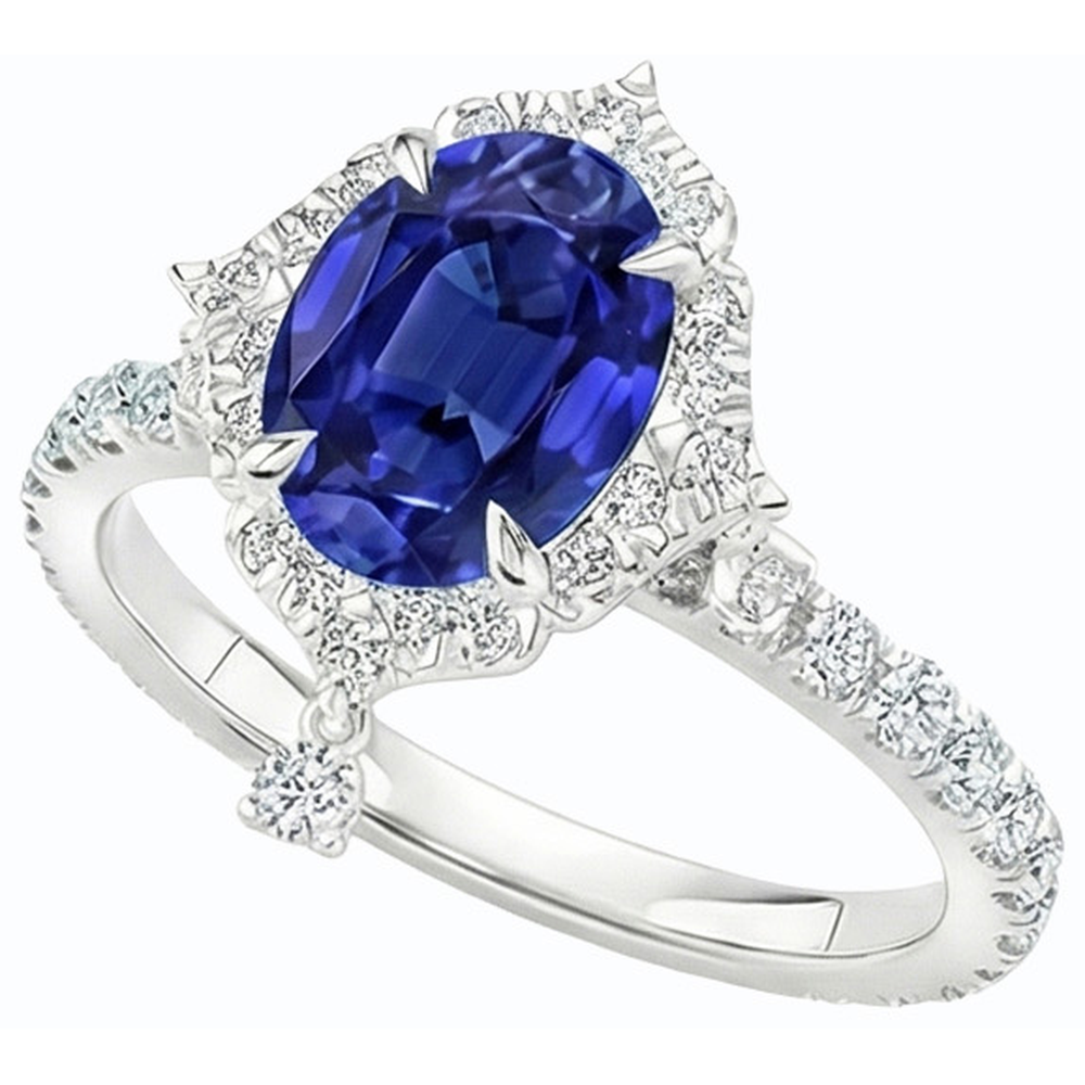 natural round sapphire 6ct ring side angle