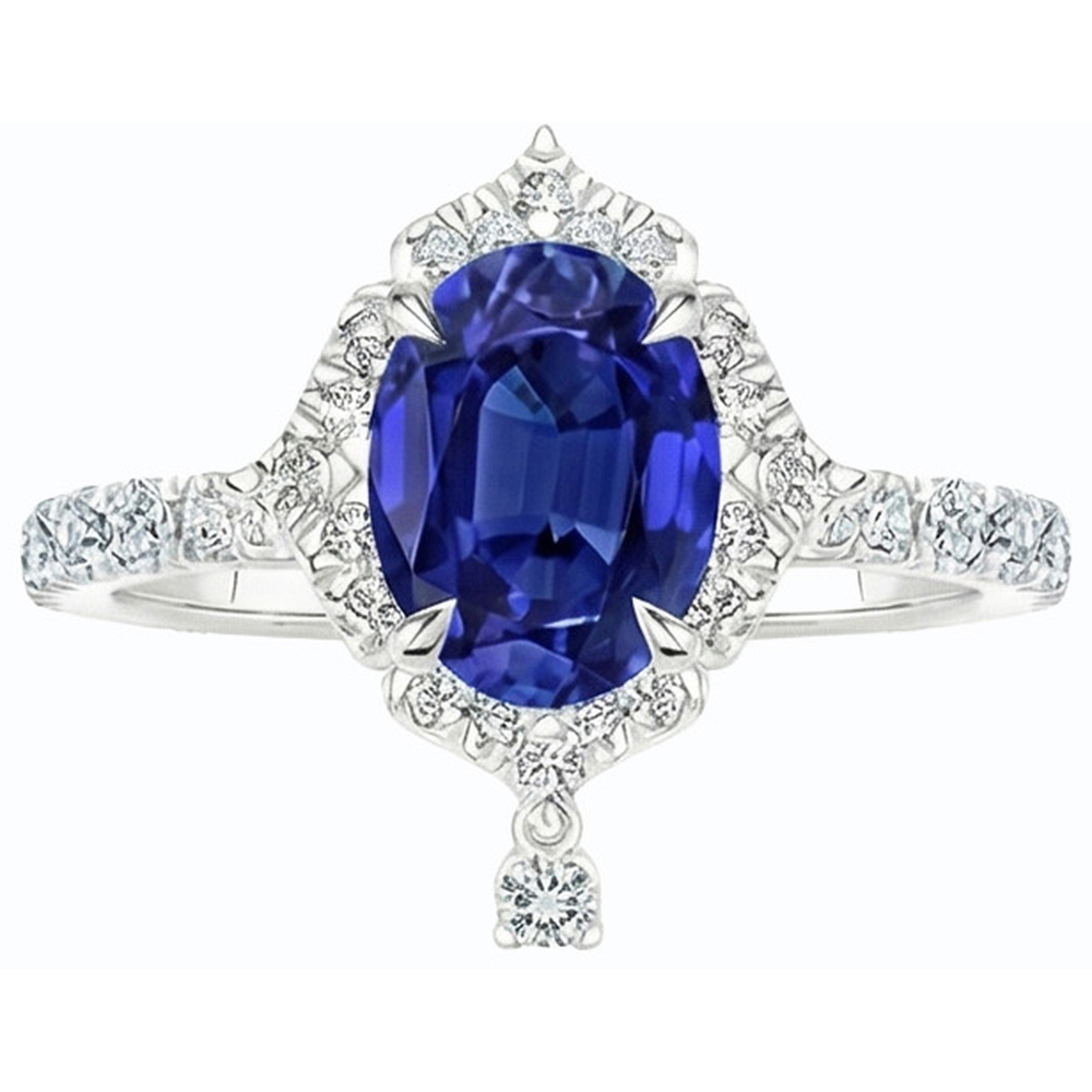 natural round sapphire 6ct ring top view