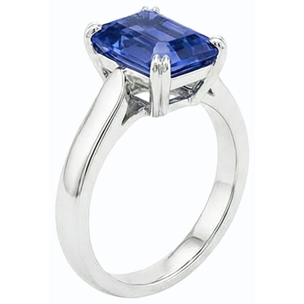natural emerald sapphire 2.50ct ring profile view