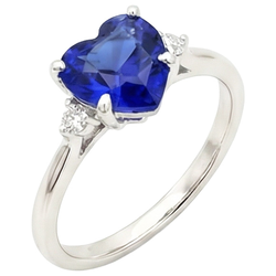 Srilanka Sapphire Solitaire Heart Shaped Ring 2 Carats Ladies Jewelry