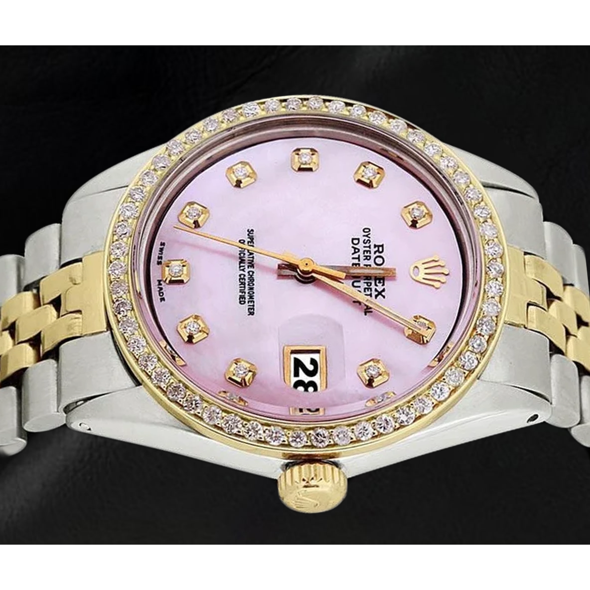 Ss Gold Jubilee Bracelet & Dj Rolex Pink Diamond Dial Bezel Watch QUICK SET