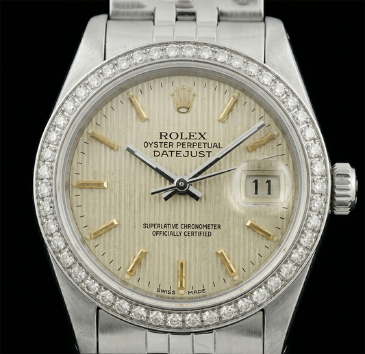 Ss Jubilee Bracelet Lady Watch Datejust White Stick Dial Rolex